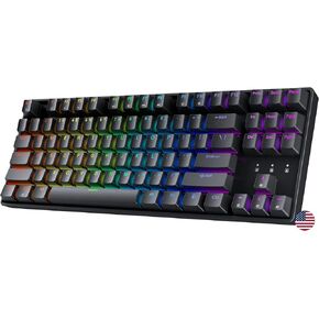 Geeky GK80 Tenkeyless | لوحة مفاتيح الألعاب الميكانيكية الساخنة | 87 Keys Multi Color RGB LED Backlit للكمبيوتر الشخصي/Mac Gamer | ANSI US American Layout (أسود ، أحمر ميكانيكي)