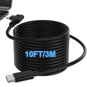 10FT USB C Charger Cable for Samsung S25 Plus Ultra,240W PD Fast Charging Right Angle L Shape,HGCXING USBC to USBC Cable for iPhone 16E,Type C TPE Nylon Braided Long Extension Cord for iPad 10th 11th