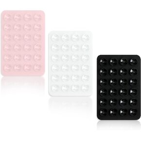 3 Pack Silicone Suction Phone Case Mount, Suction Phone Holder, Mobile Phone Suction Pad, Multipurpose Sticky Grip Phone Holder for Wall, Suction Phone Case for Shower Mirror Car (White,Black,Pink)