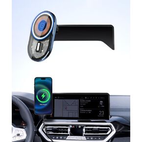 Wireless Charging car Phone Holder for BMW X3 2022-2024/BMW X4 2022-2025 Accessories 12.3-inch Screen Fixed Clip,360° Rotation car Phone Mount Compatible with MagSafe