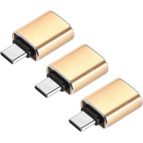 MECCANIXITY 3 Pcs USB C to USB Adapter, USB 3.0 Female to USB C Male Adapter Type C Converter for Phone Laptop Car Gold