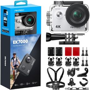 AKASO EK7000 Action Camera with Ski Accessories Kit Bundle