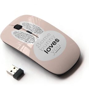 [ Optical 2.4G Wireless Mouse ] Bunny Love You Peach Ears Rabbit Cute