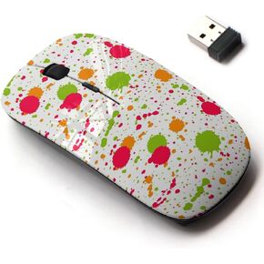 2.4G Wireless Mouse with Cute Pattern Design for All Laptops and Desktops with Nano Receiver - Paint Splatter