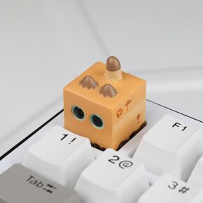 Cute Cat Keycaps,Handmade Cartoon Custom 3D Anime Keycap,Kitten Personalized Replacement Key Cap for Mechanical Gaming Keyboards (Brown)