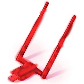 Wireless WiFi Adapter for Desktop PC - Nineplus 1300Mbps Wi-Fi 5G/2.4G USB 3.0 Wireless Adapter with PC WiFi Antenna for Win11/10 WiFi Dongle for Desktop PC Laptop Internet Network Card USB (Red)