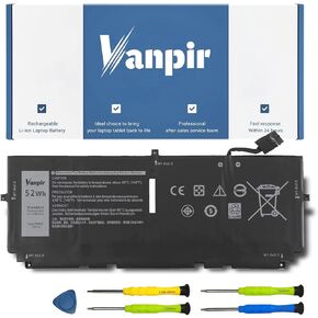 722KK Laptop Battery Replacement for Dell XPS 13 9310 9300 Series Notebook 02XXFW 0WN0N0 WN0N0 2XXFW 2ICP4/60/80-2 FP86V 7.6V 52Wh 6800mAh