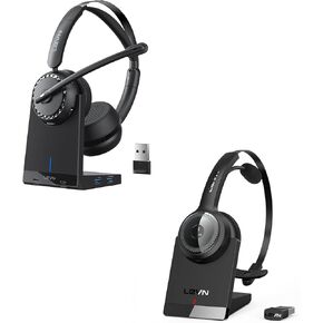 LEVN Bluetooth 5.0 Headset, Wireless Headset with Microphone, [2024 Upgraded] Wireless Headset, Bluetooth 5.2 Headset (AI Noise Cancelling)