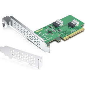 ‌ipolex PCIe 4.0 x8 to Daul SFF-8654 4i U.2 NVMe SSD Adapter - SlimSAS Compatible, Full/Low Profile Brackets, No SAS/SATA Support‌