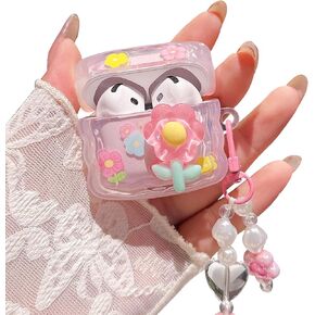 بالنسبة إلى Airpod 4 Case Teesthetic 3D Flower Clear Soft TPU غطاء وقائي مع سلسلة مفاتيح متوافقة مع Airpods Case Generation 2024 للنساء الفتيات (الأصفر الأزرق)