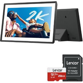 pexar 2K Digital Picture Frame and Lexar E-Series 256GB Micro SD Card