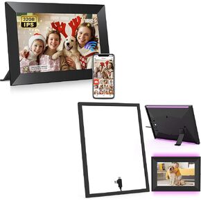 Frameo 10.1 بوصة WIFI إطار الصورة الرقمية والإطار الخارجي لضوء LED
