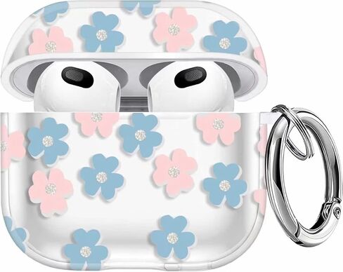 Airpods Pro Case (2019) Casebuds Case Cover Cover Skin مع إكسسوارات AirPods الخاصة بسلسلة المفاتيح المتوافقة مع حالة شحن AirPods 3 (الوردي) in Kuwait
