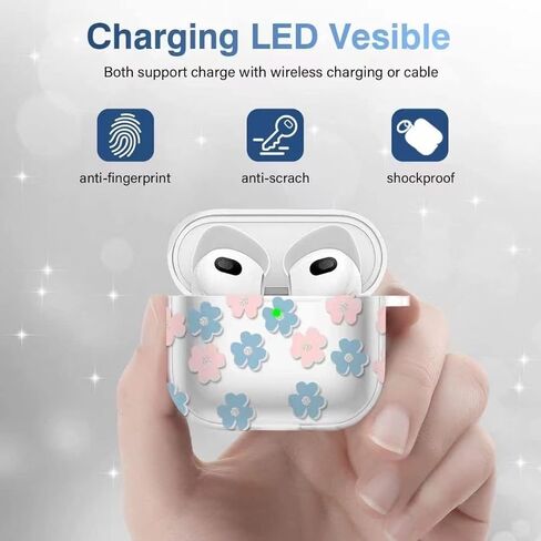 Airpods Pro Case (2019) Casebuds Case Cover Cover Skin مع إكسسوارات AirPods الخاصة بسلسلة المفاتيح المتوافقة مع حالة شحن AirPods 3 (الوردي) in Kuwait