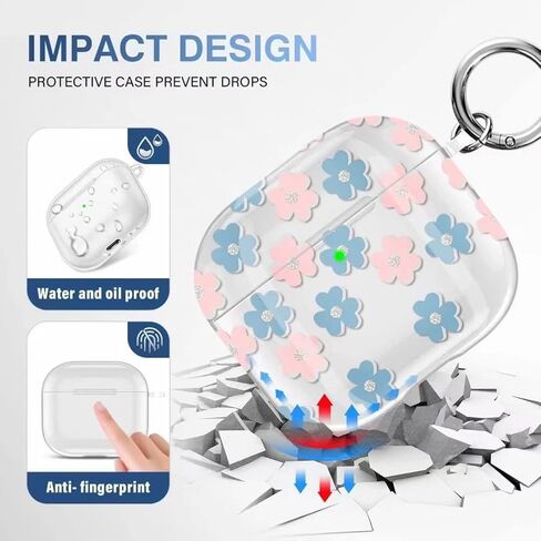 Airpods Pro Case (2019) Casebuds Case Cover Cover Skin مع إكسسوارات AirPods الخاصة بسلسلة المفاتيح المتوافقة مع حالة شحن AirPods 3 (الوردي) in Kuwait