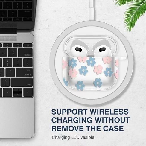 Airpods Pro Case (2019) Casebuds Case Cover Cover Skin مع إكسسوارات AirPods الخاصة بسلسلة المفاتيح المتوافقة مع حالة شحن AirPods 3 (الوردي) in Kuwait