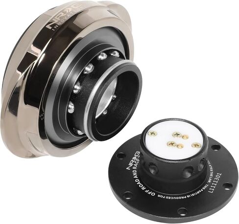 NRG Innovations NRG-SRK-220BK-SL GEN 2.2 Steering Wheel Quick Release Adapter 6-Hole & 6x70 and 6x74mm Bolt Patterns Black Body/Shinny Silver Oval Ring in Kuwait