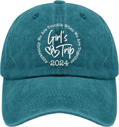 Girl's Trip 2024 Celebrate Friendship in Style Hat for Women Washed Distressed Baseball Caps Aesthetic Washed Workout Hats Breathable in Saudi Arabia