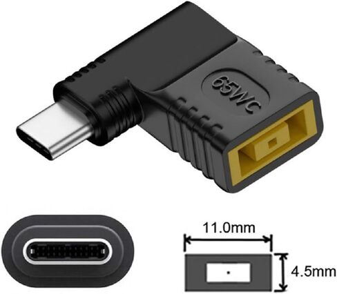 xiwai Rectangle Jack Input to USB-C Adapter Type-C Connector Angled 90 Degree Power Plug Charge Adapter for Laptop Phone 65W in Saudi Arabia