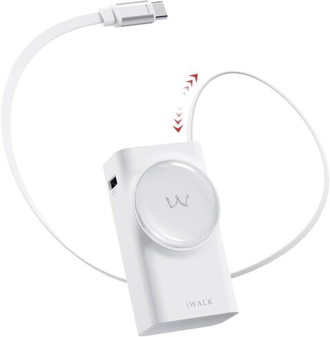 iWALK Portable Charger 10000mAh, 30W Fast Charging Power Bank with Built-in 2.3ft USB-C Retractable Cable, Battery Pack with 3 Outputs, Compatible with iPhone 16/15,Samsung Galaxy S25/24,iPad in Kuwait