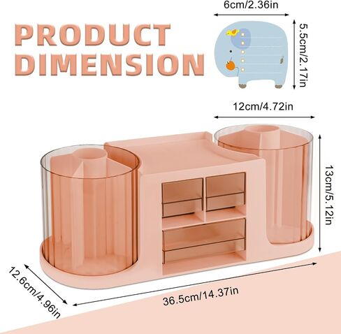 RETON Rotating Desk Organizer with 2 Pen Holder, Multi-Functional Pen Organizer for Desk with 3 Drawers, Desk Organizers and Accessories with 10 Slots Pencil Pen Holder for Desk Office School Home in Saudi Arabia
