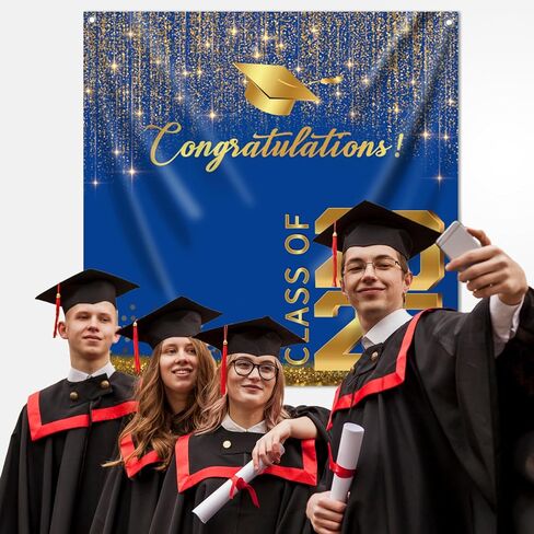 Class of 2025 Backdrop, 6 * 6 FT Graduation Photo Backdrop, Black and Gold Graduation Banner, 2025 Congratulations Banner for Photoshoot, Graduate Background Booth Props in Saudi Arabia