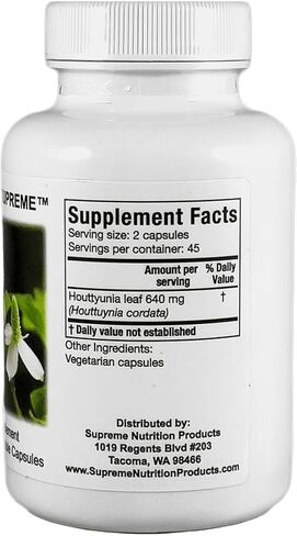 Supreme Nutrition Houttuynia، 90 كبسولة نباتية من الأعشاب النقية in Kuwait