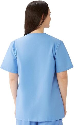 Medline AngelStat Women's Snap-Front Jewel-Neckline Scrub Top, 2 Pockets, Ciel Blue, Size X-Large in Saudi Arabia