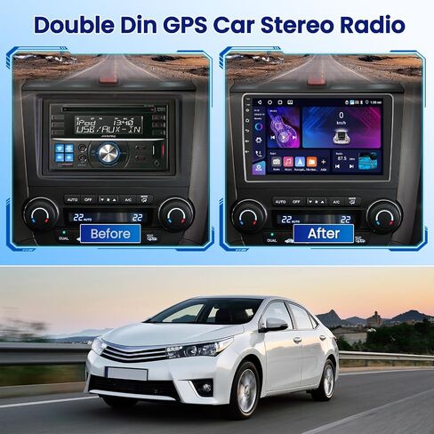 Hikity 4+64g Android Car Stereo Double Din Radio مع شاشة تعمل باللمس 9 بوصات ، وراديو Carplay Android Auto مع GPS Navigation/Mirror Link/DSP/Bluetooth+AHD كاميرا احتياطية in Kuwait