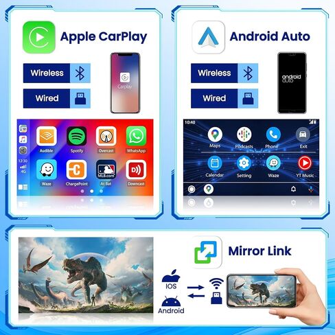 Hikity 4+64g Android Car Stereo Double Din Radio مع شاشة تعمل باللمس 9 بوصات ، وراديو Carplay Android Auto مع GPS Navigation/Mirror Link/DSP/Bluetooth+AHD كاميرا احتياطية in Kuwait