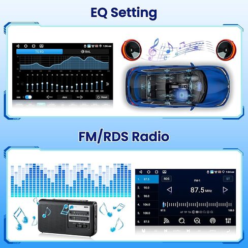 Hikity 4+64g Android Car Stereo Double Din Radio مع شاشة تعمل باللمس 9 بوصات ، وراديو Carplay Android Auto مع GPS Navigation/Mirror Link/DSP/Bluetooth+AHD كاميرا احتياطية in Kuwait