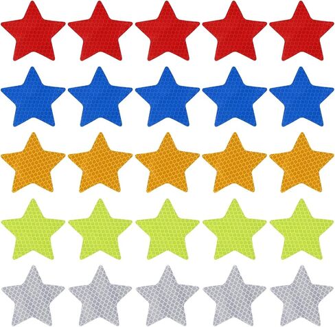 PATIKIL Reflective Stickers, 50 Pack Night High Visibility Waterproof Warning Reflective Sticker Outdoor Reflectors for Cars Bikes Motorcycles Trucks Trailers, 5 Colors(Star) in Saudi Arabia