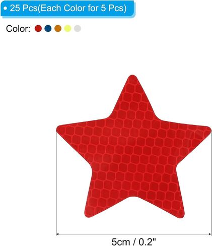 PATIKIL Reflective Stickers, 50 Pack Night High Visibility Waterproof Warning Reflective Sticker Outdoor Reflectors for Cars Bikes Motorcycles Trucks Trailers, 5 Colors(Star) in Saudi Arabia