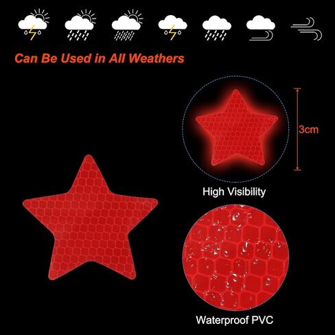 PATIKIL Reflective Stickers, 50 Pack Night High Visibility Waterproof Warning Reflective Sticker Outdoor Reflectors for Cars Bikes Motorcycles Trucks Trailers, 5 Colors(Star) in Saudi Arabia