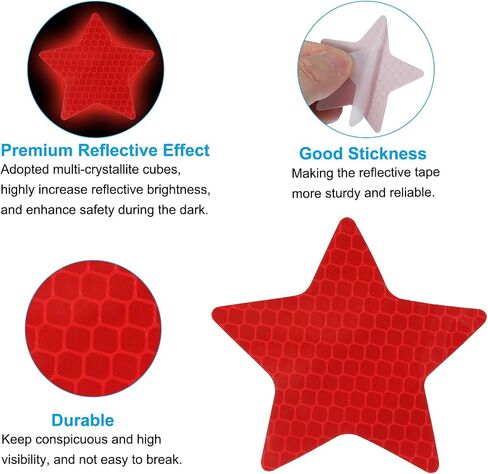 PATIKIL Reflective Stickers, 50 Pack Night High Visibility Waterproof Warning Reflective Sticker Outdoor Reflectors for Cars Bikes Motorcycles Trucks Trailers, 5 Colors(Star) in Saudi Arabia