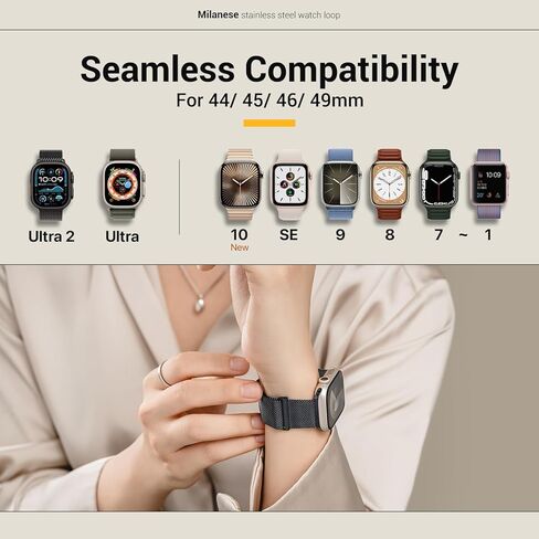Mageasy Milanese Band for Apple Watch Series 10 - نطاقات iWatch المغناطيسية للنساء والمغناطيس القوي والمريح ، يتناسب مع معظم | مقابل 44 مم 45 مم 46 مم 49 مم ساعة Apple 1-7/8/9/10/SE/SE2/Ultra/Ultra2 in Kuwait