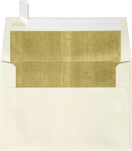 LUXPaper A4 Foil Lined Invitation Envelopes | Peel & Press | 4 1/4" x 6 1/4" | White w/Silver LUX Lining | 60lb. Text | 50 Qty in Saudi Arabia