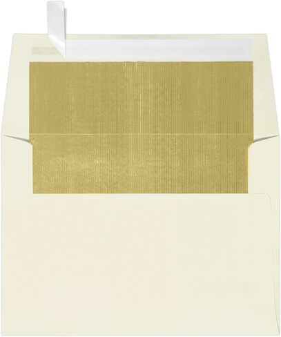 LUXPaper A4 Foil Lined Invitation Envelopes | Peel & Press | 4 1/4" x 6 1/4" | White w/Silver LUX Lining | 60lb. Text | 50 Qty in Saudi Arabia