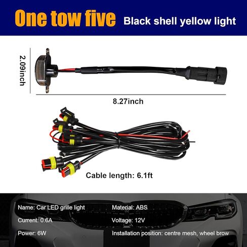 6PCS Car Grille Lights, Bright Amber LED Grill Lights with Wiring Harness, Waterproof Front Grill Trim Lamps, Vehicle Exterior Grille Lamps Compatible with F150 F250 F350 (Black+Yellow) in Kuwait