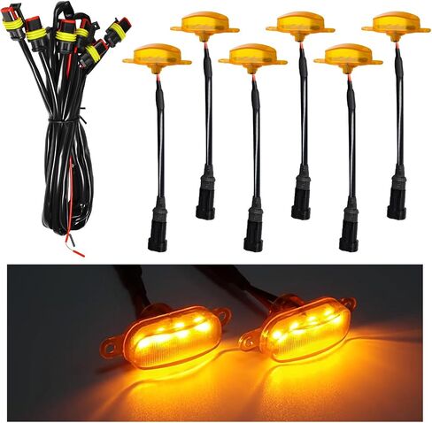 6PCS Car Grille Lights, Bright Amber LED Grill Lights with Wiring Harness, Waterproof Front Grill Trim Lamps, Vehicle Exterior Grille Lamps Compatible with F150 F250 F350 (Black+Yellow) in Kuwait