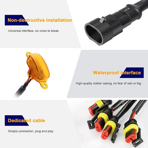 6PCS Car Grille Lights, Bright Amber LED Grill Lights with Wiring Harness, Waterproof Front Grill Trim Lamps, Vehicle Exterior Grille Lamps Compatible with F150 F250 F350 (Black+Yellow) in Kuwait
