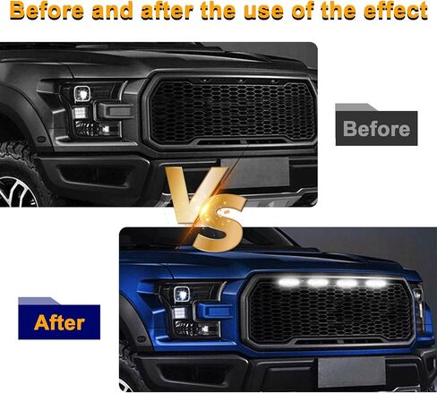 6PCS Car Grille Lights, Bright Amber LED Grill Lights with Wiring Harness, Waterproof Front Grill Trim Lamps, Vehicle Exterior Grille Lamps Compatible with F150 F250 F350 (Black+Yellow) in Kuwait