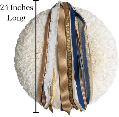 Wreath Ribbon Set - Christmas Tree Topper Decorative Bow & Assorted Ribbon for Wreaths - Clip-On Wreath Sash Ribbons Bundle for Indoor & Outdoor Use - Premium Wreath Making Supplies - Green/Natural in Saudi Arabia