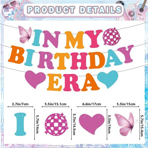 In My Birthday Era Banner, DIY Glitter In My Birthday Era Decorations with Birthday Hanging Swirls, Birthday Party Decorations, Eras Birthday Decorations for Women Girls in Saudi Arabia