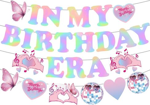 In My Birthday Era Banner, DIY Glitter In My Birthday Era Decorations with Birthday Hanging Swirls, Birthday Party Decorations, Eras Birthday Decorations for Women Girls in Saudi Arabia