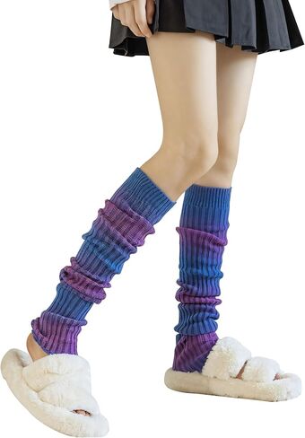 Lebaley Women Japanese Style Kawaii Leg Warmers Wool Ball Knit Long Leg Warmers Loose High Socks in Saudi Arabia