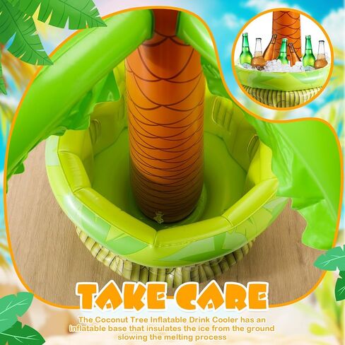 HyDren 2 Pcs 26.8" Inflatable Palm Tree Cooler with 17.7" Inflatable Beer Cooler, Beach Party Supplies Inflatable Cooler for Luau Hawaiian Tropical BBQ Party in Saudi Arabia