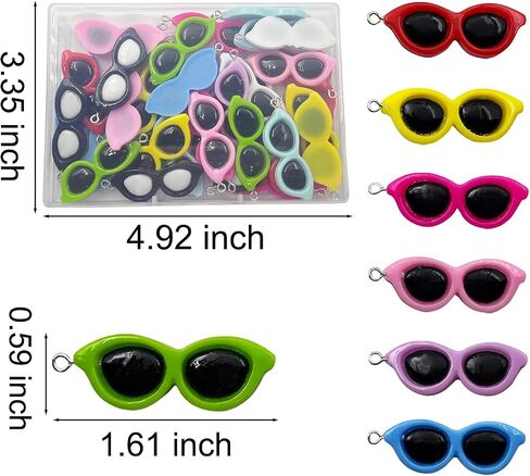 Eyeglasses Jewelry Charms 40 Pcs, Sunglasses Charms,DIY Charm Sunglasses for Earring Necklace Bracelet Keychain Jewelry Craft Making(Colored) in Saudi Arabia