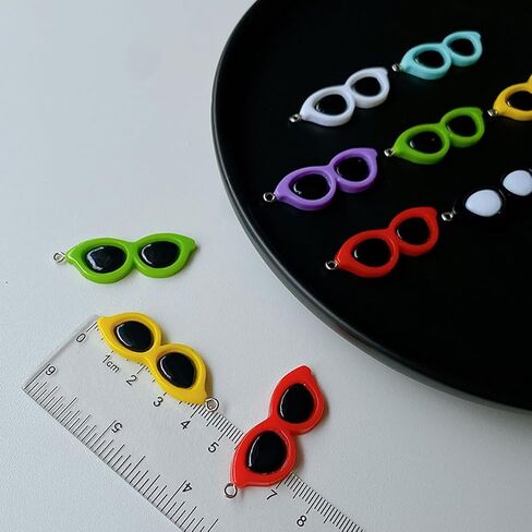 Eyeglasses Jewelry Charms 40 Pcs, Sunglasses Charms,DIY Charm Sunglasses for Earring Necklace Bracelet Keychain Jewelry Craft Making(Colored) in Saudi Arabia