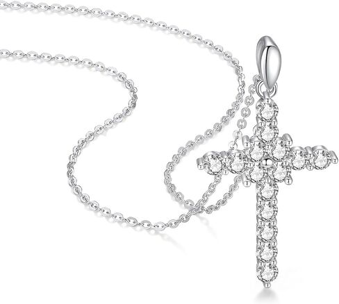 Moissanite Cross Necklace for Women Men,925 Sterling Silver Cross Necklaces 2.8CTTW D Color VVS1 Moissanite Pendant Necklace,Christian Gift for Women Men in Kuwait